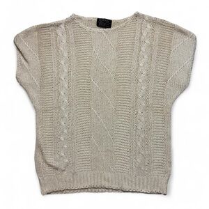 Silk Knitivo Beige Knit Sweater Vest Silk Blend Chunky Boho Womens Size Large